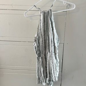 White and green striped romper